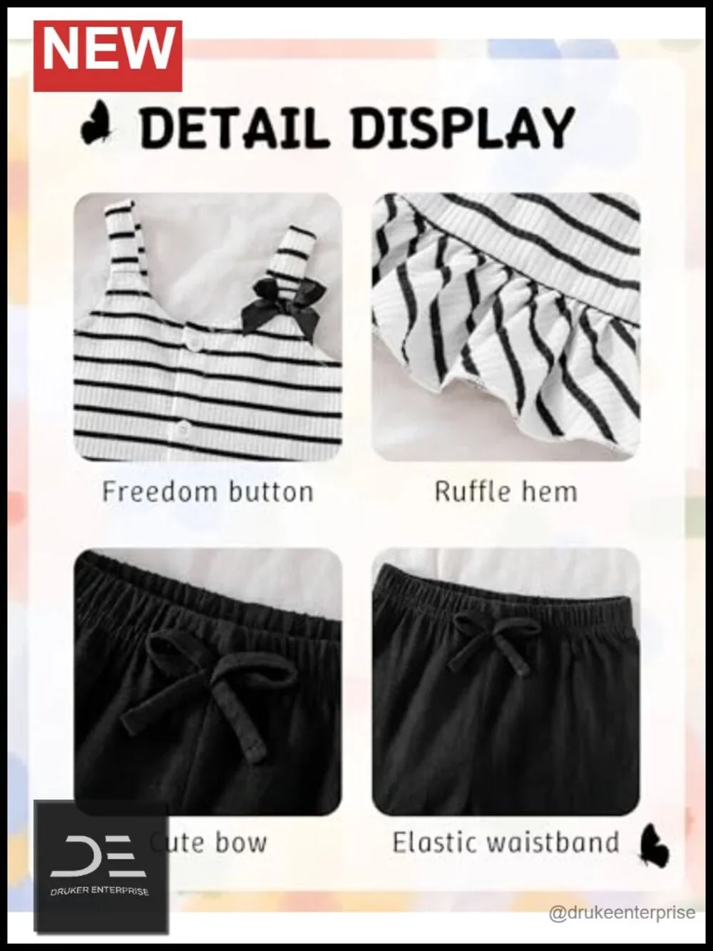 Toddler Girl Summer Outfit Set Cotton Blend Ruffle Tank Top Shorts 2 Piece